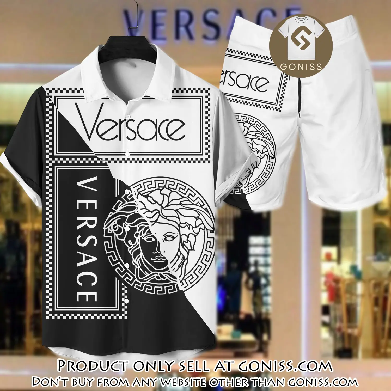 Versace luxury hawaiian shirt & short set lhs1205 gn5652611